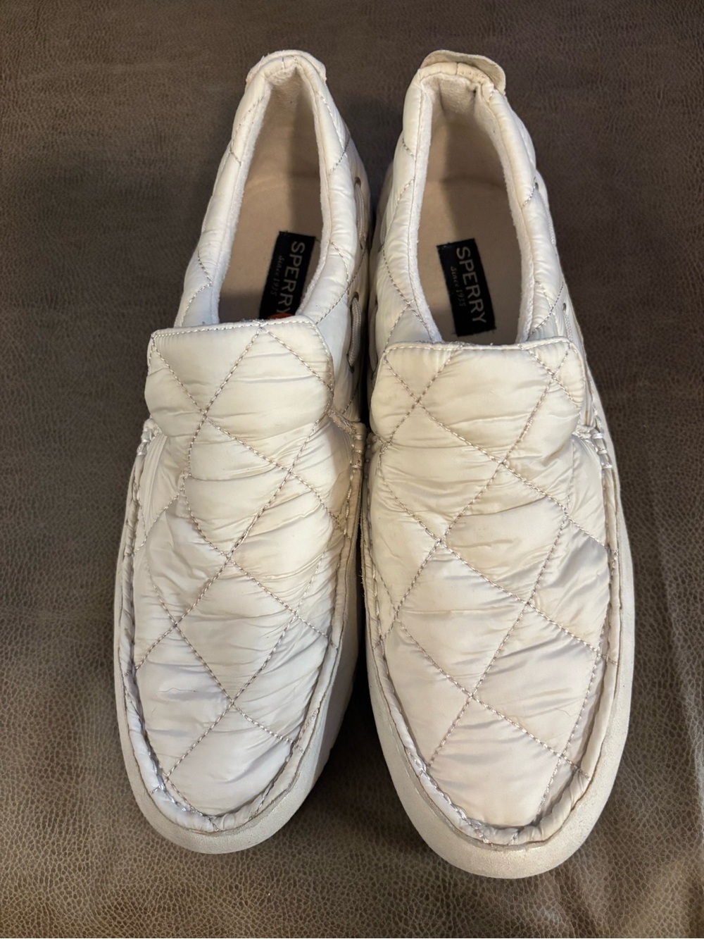 Sperry Quilted Slip-On Loafers in Cream